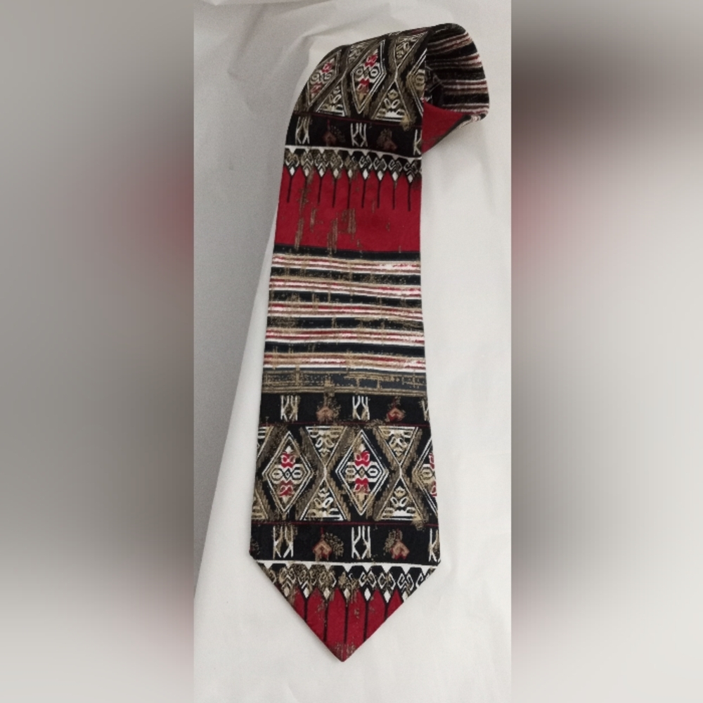 Fratelli 100% Silk Handmade In Italy Gold Label Striped Tributary Design Tie